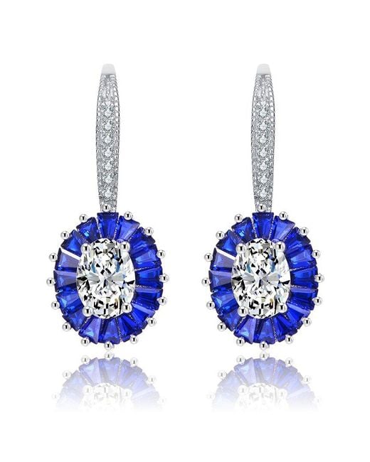 Genevive Jewelry Blue Silver Earrings