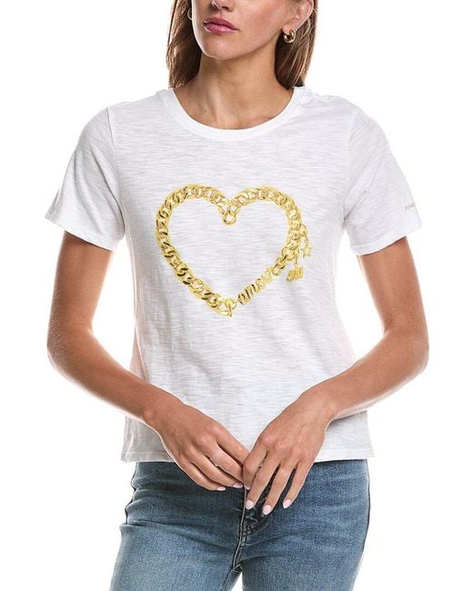 Cinq À Sept White Amour Heart Chain Shrunken T-Shirt