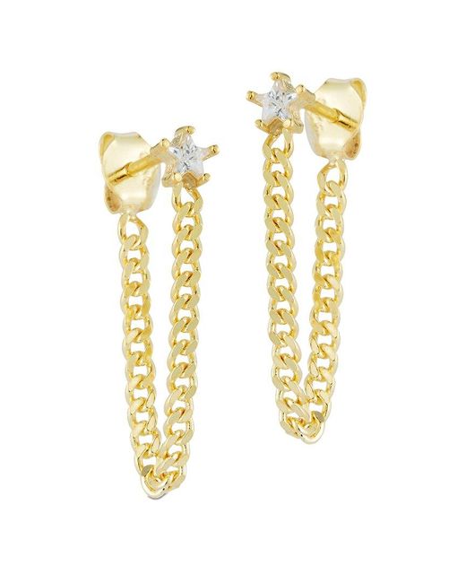 Glaze Jewelry Metallic 14k Over Silver Cz Star Chain Earrings