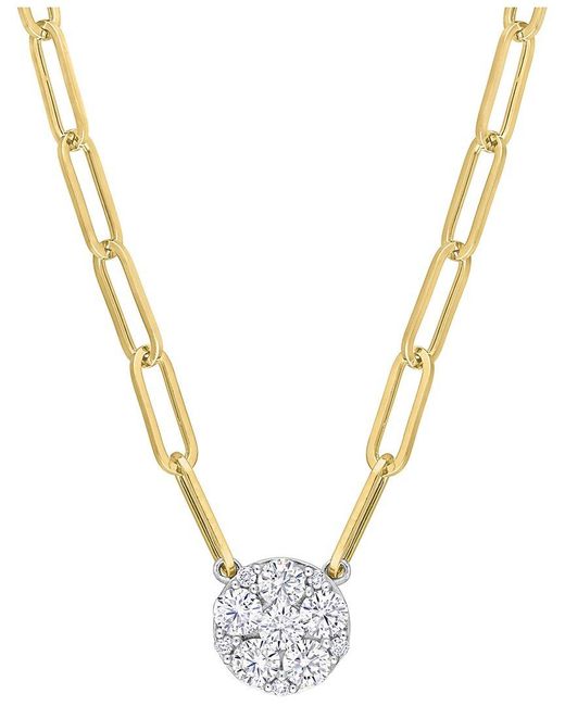Rina Limor Metallic 14K 0.98 Ct. Tw. Diamond Cluster Necklace