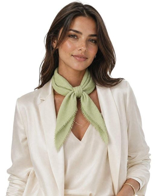Blue Pacific White Solid Cashmere-Blend Neckerchief