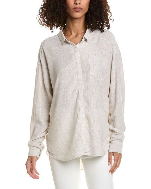 Splendid Gray Button-down Linen-blend Shirt