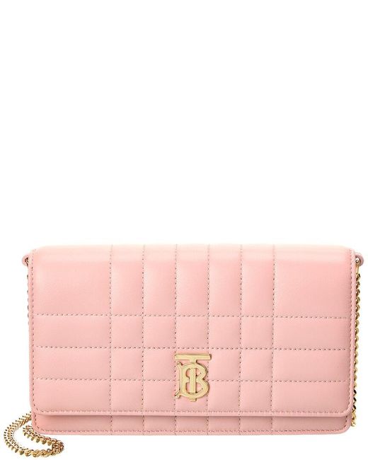 Burberry Leather Wallet With Logo in Pink