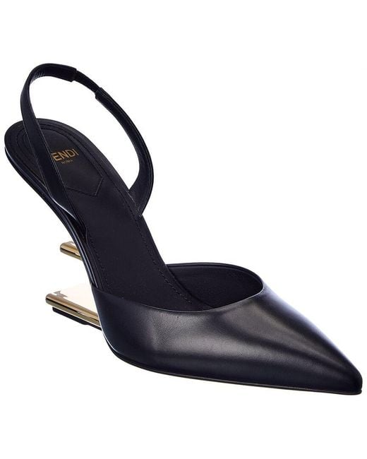 Fendi First Leather Slingback Pump in Blue | Lyst