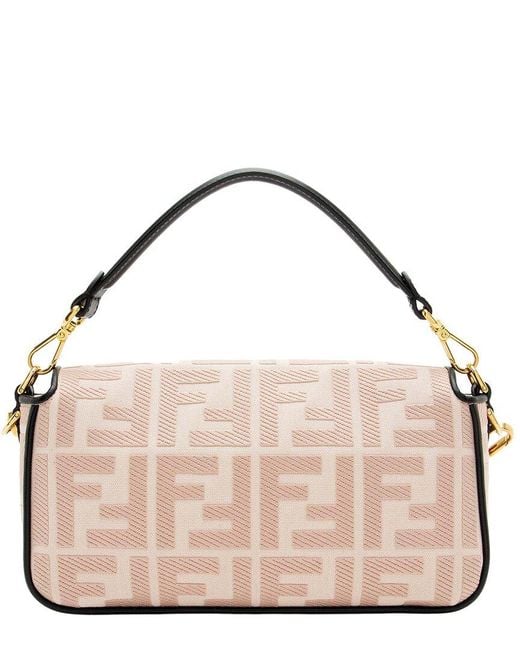 Fendi Metallic Black Canvas Ff Embroidered Baguette Shoulder Bag (authentic Pre-loved)