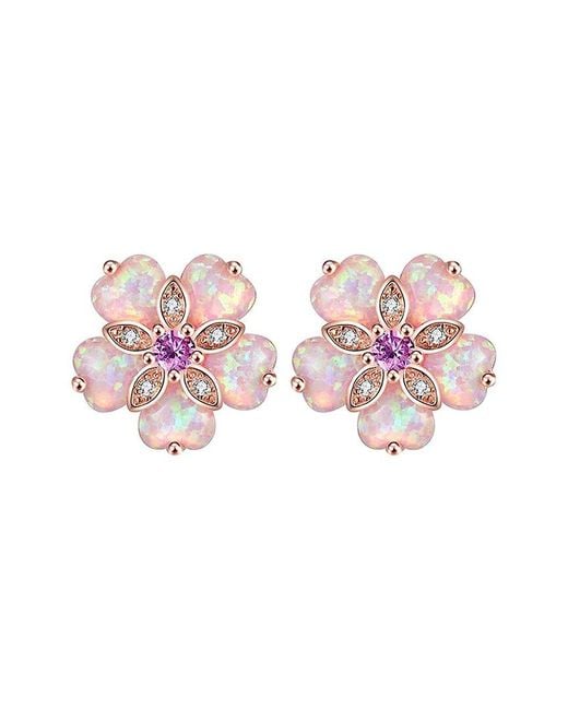 Liv Oliver Pink 18k Rose Gold 18.75 Ct. Tw. Opal Bloom Studs