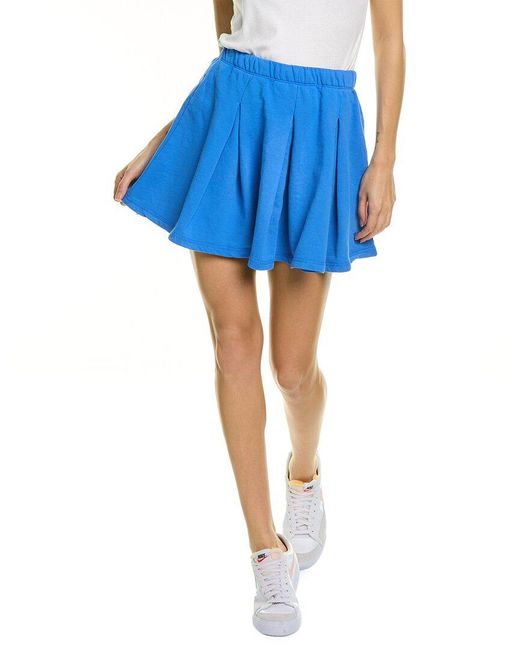 Monrow Blue Pleated Skirt