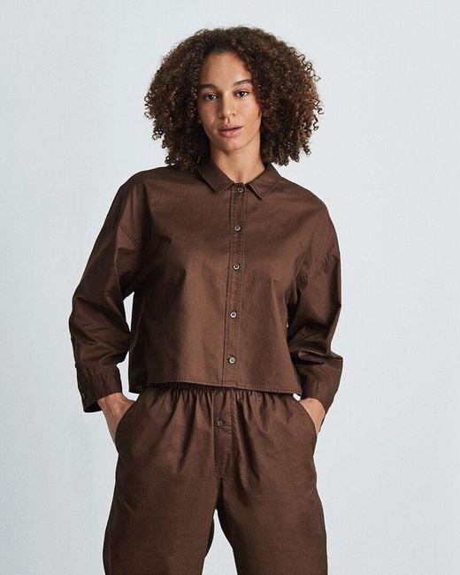 Everlane Brown The Woven P.j. Top