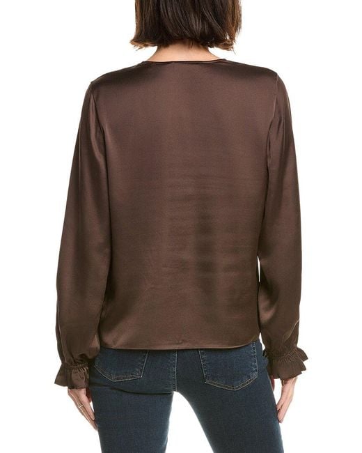 FRAME Brown The Slim V-Neck Blouse