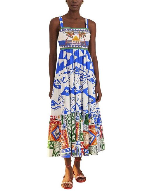 Farm Rio Blue Top & Midi Skirt Set