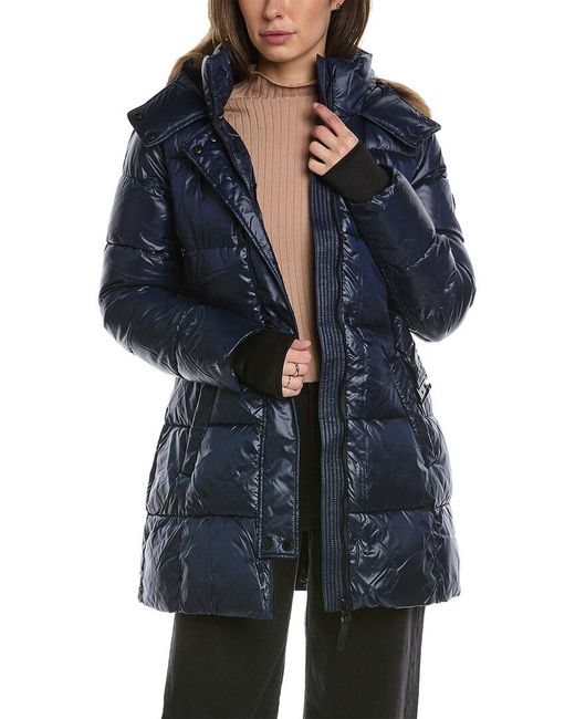 French Connection Belted Puffer Coat in Blue | Lyst UK