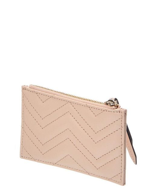 Gucci Pink Gg Marmont Leather Card Case