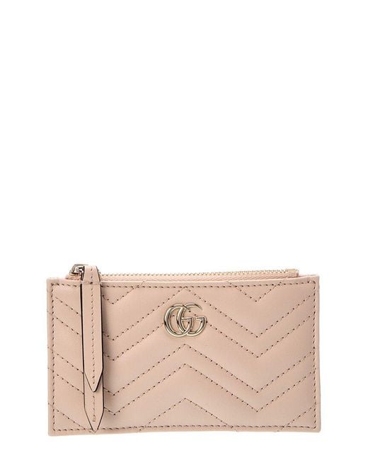 Gucci Pink Gg Marmont Leather Card Case
