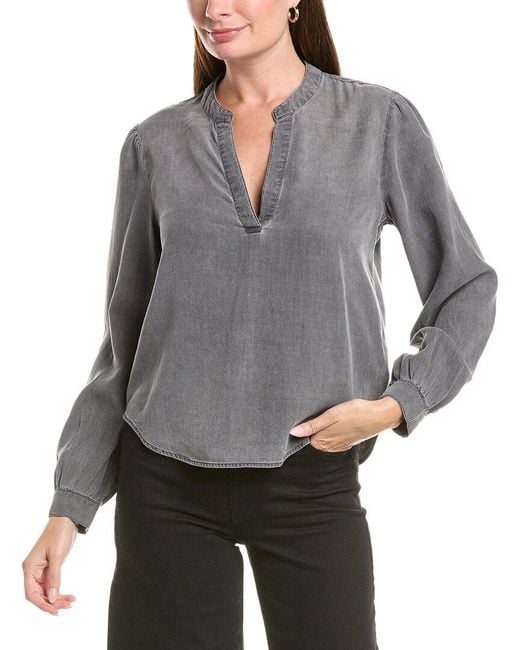 Bella Dahl Gray Half Placket Blouse
