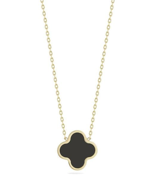 Ember Fine Jewelry White 14K Onyx Clover Necklace