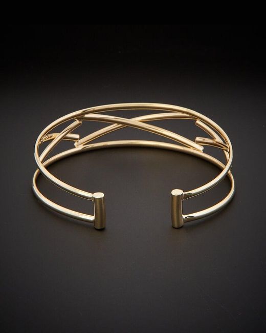 Italian Gold Black 14k Criss Cross Bangle Bracelet