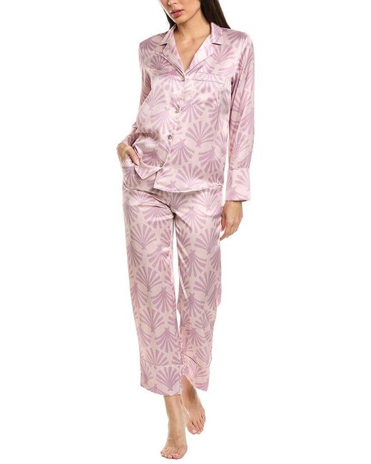Petite Plume Pink 2Pc Classic Silk Pajama Set