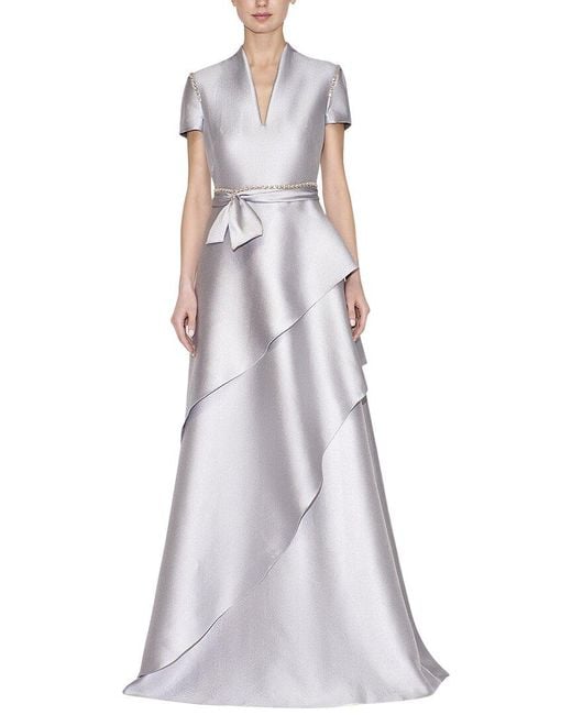 Reem Acra White Ruffle Skirt Kaftan