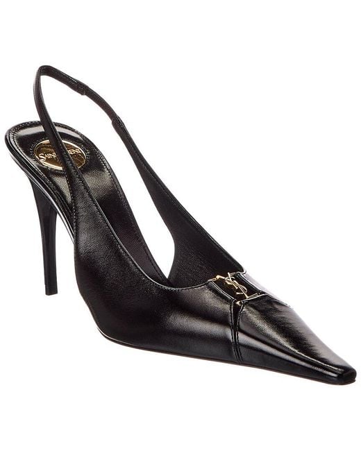 Saint Laurent Black Babylone 90 Leather Slingback Pump