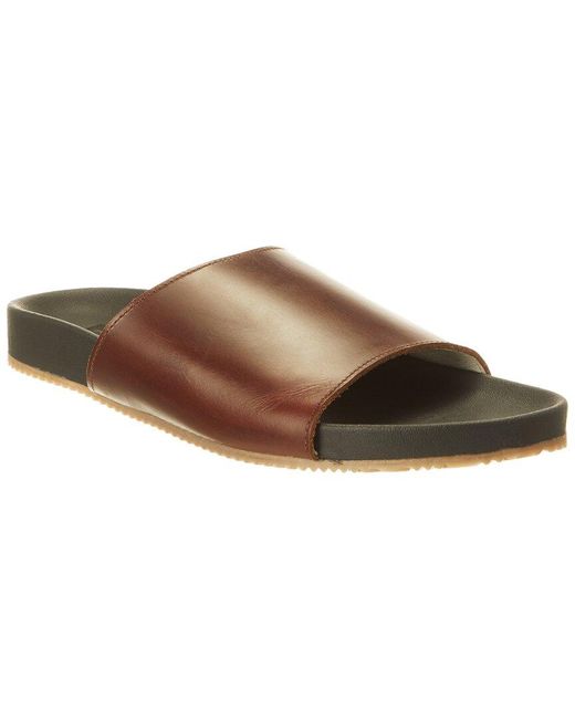 M by Bruno Magli Brown Arthur Leather Slide for men