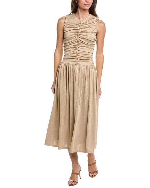 Kenneth Cole Natural Drawstring A-Line Midi Dress