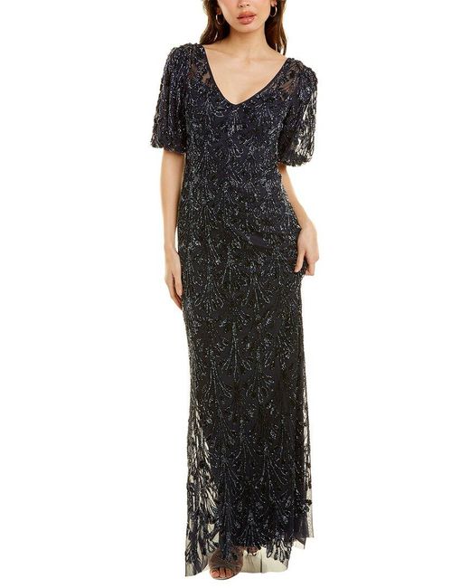 Aidan Mattox Black Beaded Maxi Dress