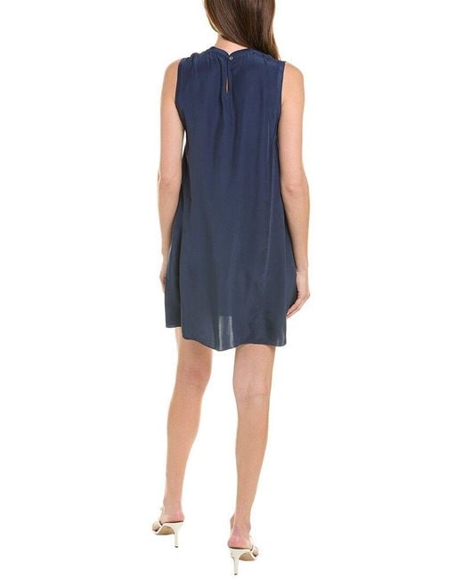 ATM Blue Sleeveless Silk Charmeuse Mini Dress