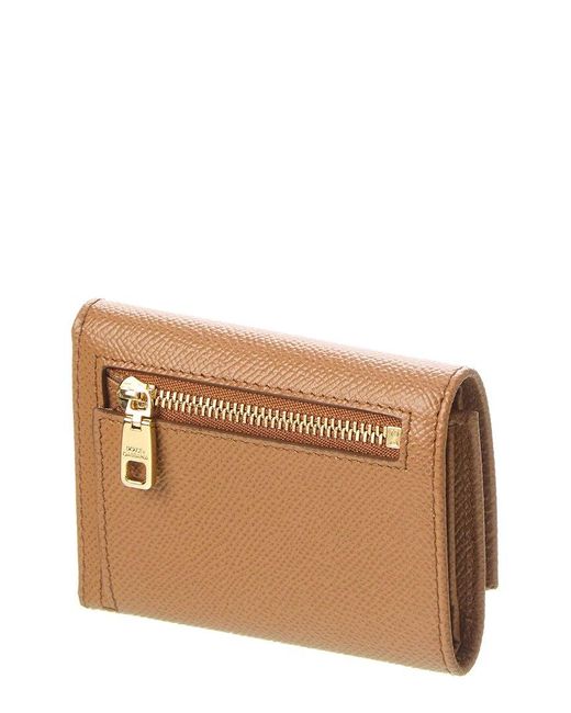 Dolce & Gabbana Brown Dauphine Leather Flap Wallet