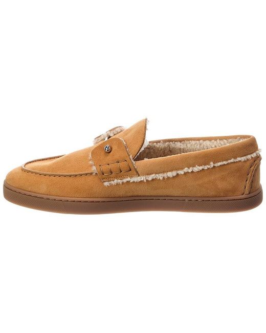 Christian Louboutin Brown Chambeliboat Suede Boat Shoe for men