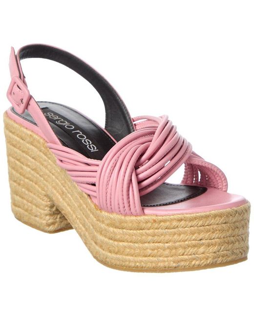 Sergio Rossi Pink Akida 50 Leather Platform Sandal