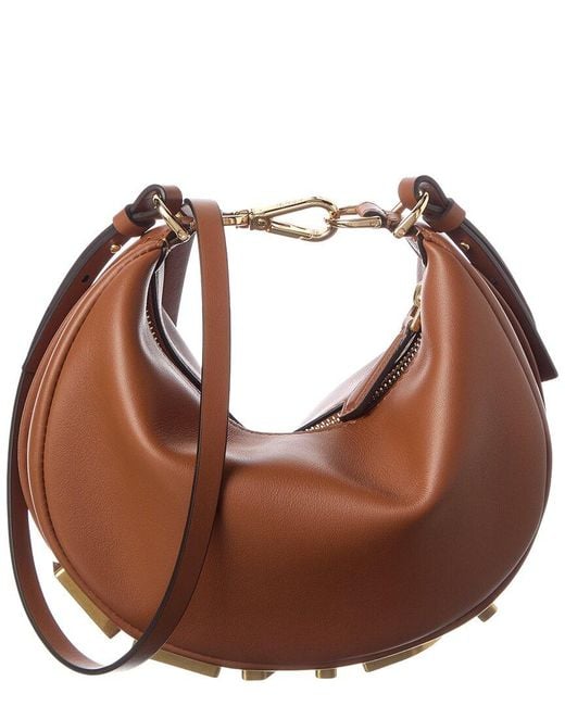 Fendi Brown Graphy Mini Leather Hobo Bag