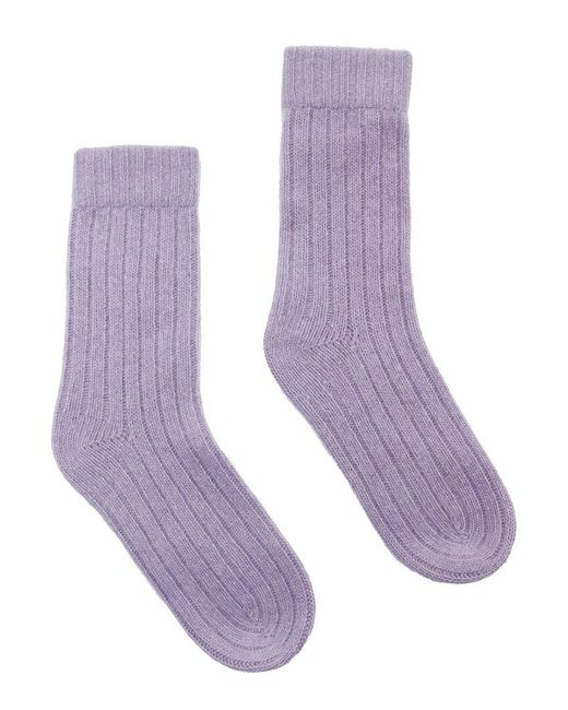 Portolano Purple Cashmere Ribbed Socks