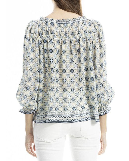 Max Studio Gray V-Neck Puff Sleeve Top