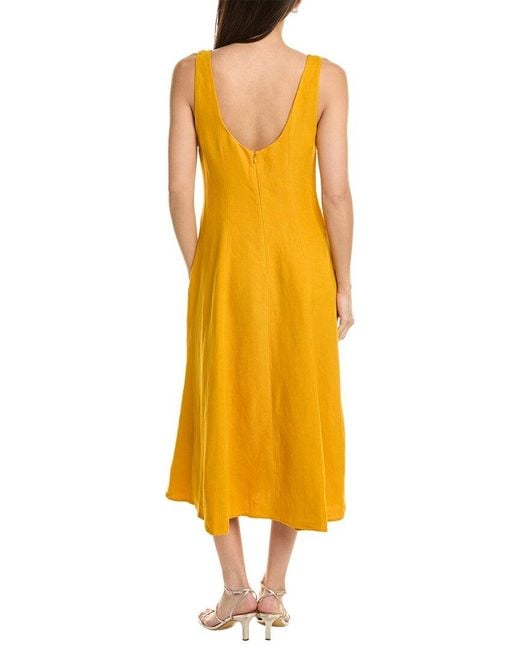 Vince Yellow Panelled Scoop Neck Dress