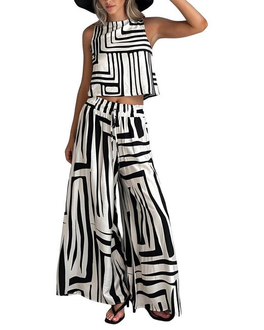 LOEY White 2Pc Top & Pant Set