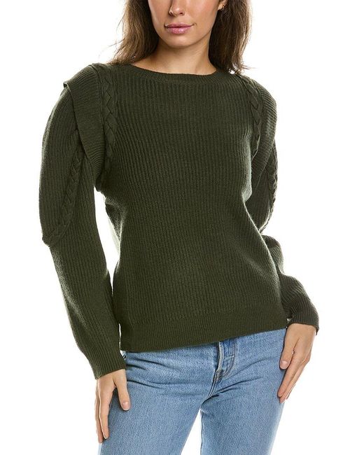 Lea & Viola Green Braided Wool & Cashmere-Blend Sweater