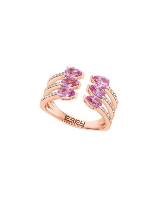 Effy Fine Jewelry Pink 14K Rose 0.58 Ct. Tw. Diamond & Emerald Ring