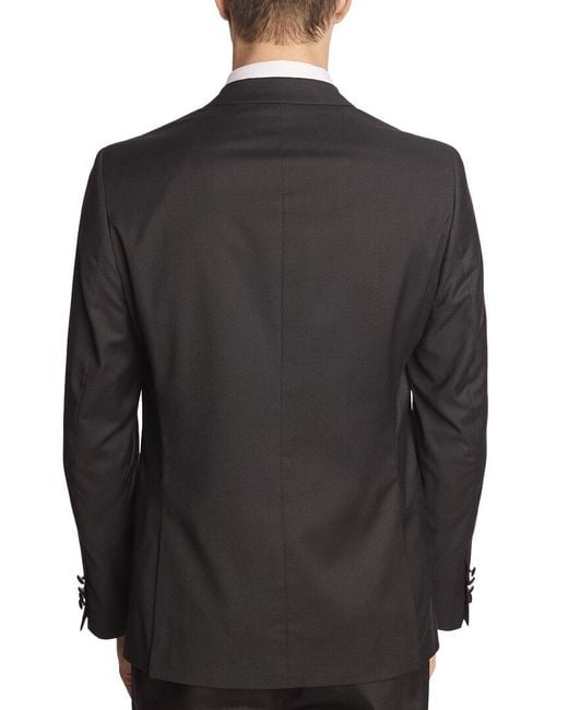 Paisley & Gray Black Grosvenor Peak Slim Fit Tux Jacket for men