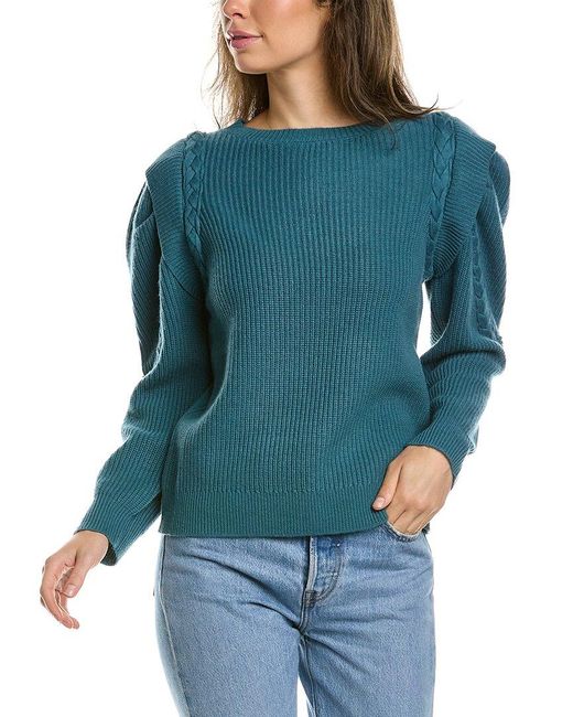 Lea & Viola Blue Braided Wool & Cashmere-blend Sweater