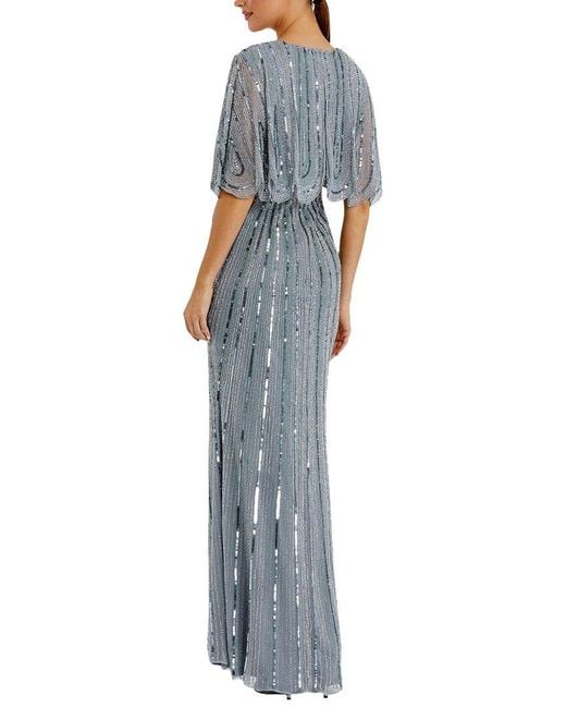 Mac Duggal Blue Cape Sleeve Gown