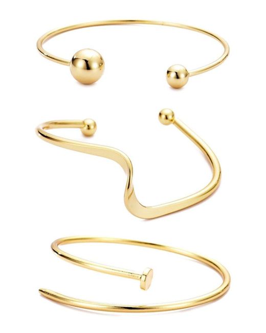 Adornia Metallic Plated 3-Cuff Bracelet Set