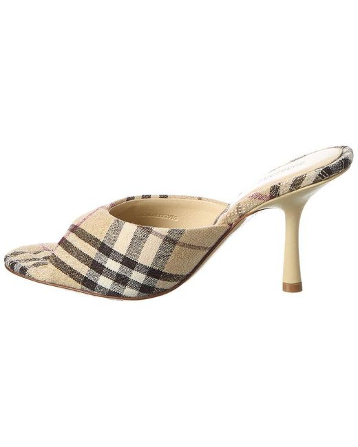 Burberry Natural Mews Check Linen Sandal