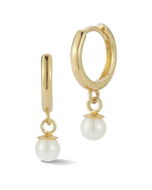 Ember Fine Jewelry White 14k 3.8mm Pearl Huggie Earrings