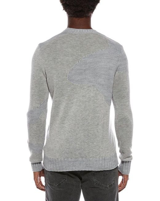 John Varvatos Gray Rector Wool-Blend Crewneck Sweater for men