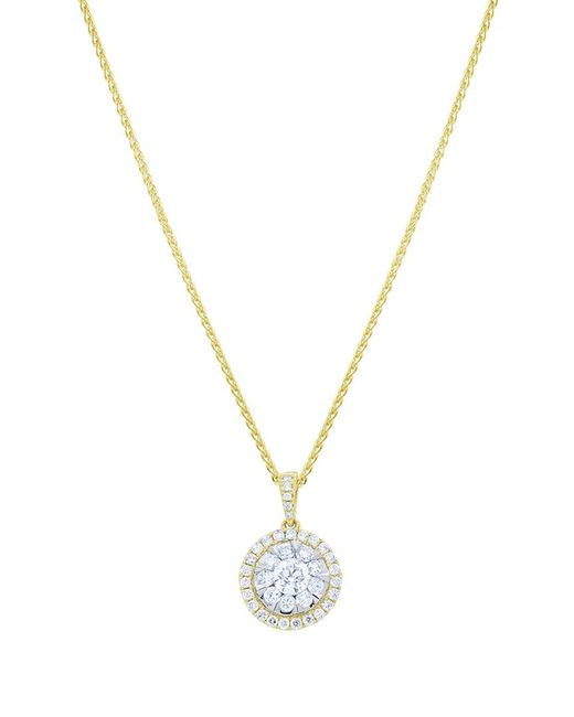 Diana M Metallic Fine Jewelry 14k 0.75 Ct. Tw. Diamond Halo Pendant Necklace