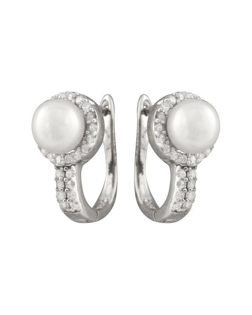 Splendid Metallic 7-8Mm Pearl Cz Earrings