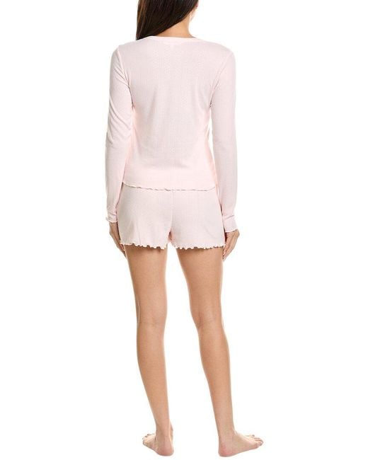 Honeydew Intimates White 2Pc Blissful Long Sleeve Shortie Set