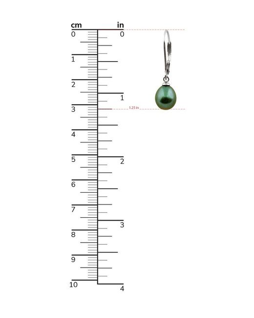 Splendid Green Rhodium Plated Silver 7.5-8mm Freshwater Pearl Drop Earrings