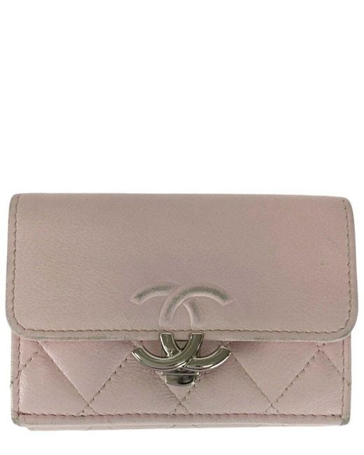 Chanel Gray Matelassé Leather Compact Wallet (authentic Pre-loved)