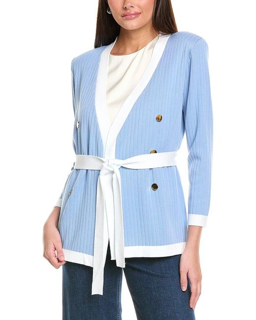 St. John Blue French Iconic Inspired Knit Cardigan